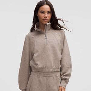 Scuba Cropped Funnel-Neck Half Zip Waffle